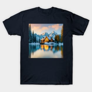 Cozy Mountain Cabin by a Lake T-Shirt